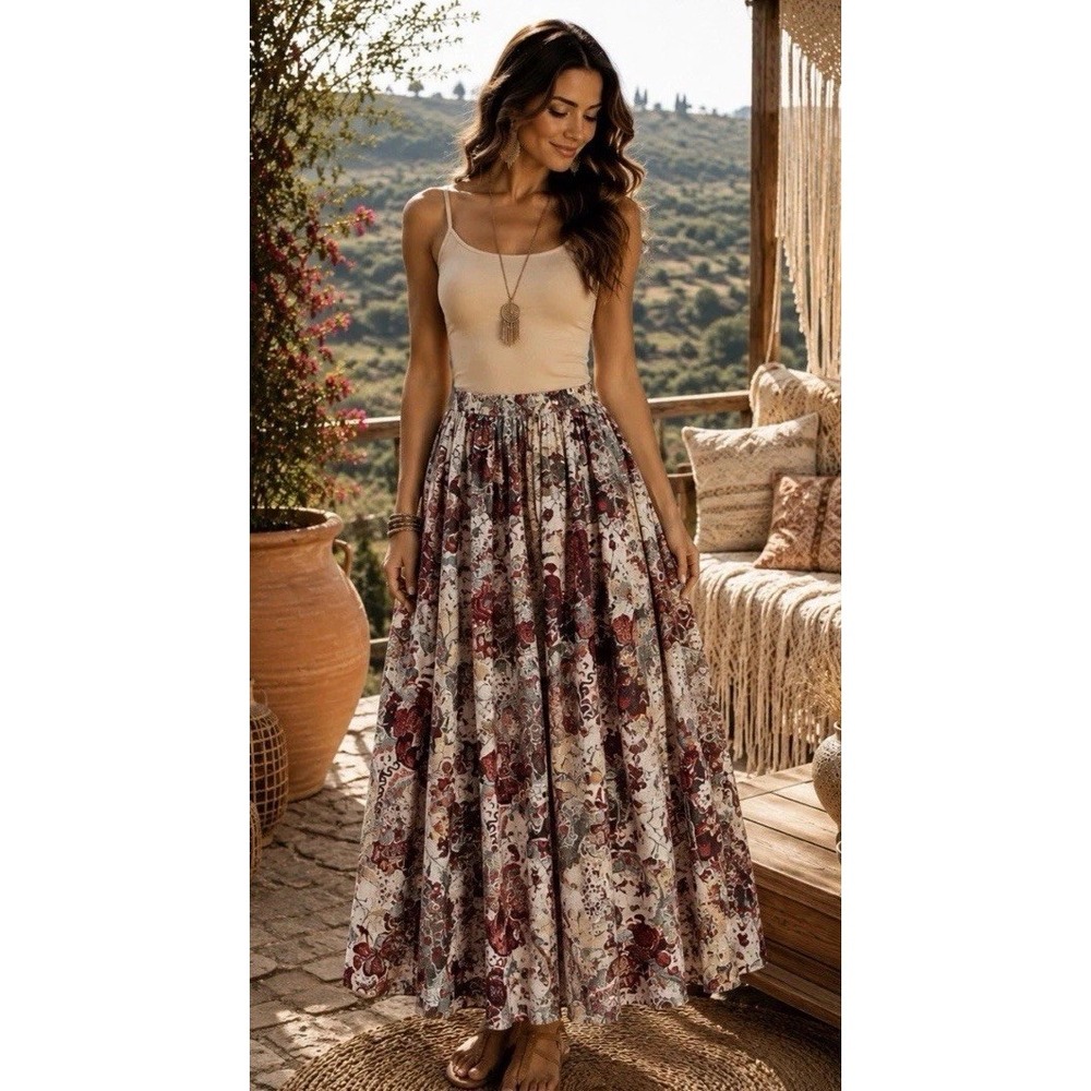 CALYPSO St. BARTH Maxi Long Floral Paisley Skirt Women XS Boho Patchwork Prairie